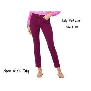 Lilly Pulitzer South Ocean High-Rise Skinny Pant Amarena Cherry, Size 00 New